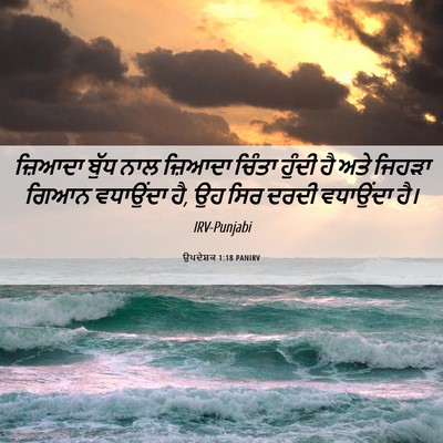 Picture 06 - ਉਪਦੇਸ਼ਕ 1:18 PANIRV - ਜ਼ਿਆਦਾ ਬੁੱਧ ਨਾਲ - Bible Verse Picture