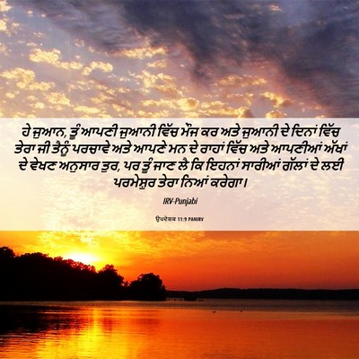 Picture 06 - ਉਪਦੇਸ਼ਕ 11:9 PANIRV - ਹੇ ਜੁਆਨ, ਤੂੰ ਆਪਣੀ - Bible Verse Picture