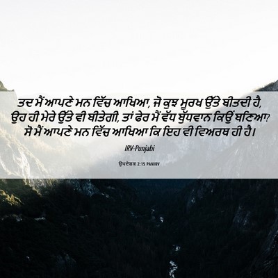 Picture 06 - ਉਪਦੇਸ਼ਕ 2:15 PANIRV - ਤਦ ਮੈਂ ਆਪਣੇ ਮਨ ਵਿੱਚ - Bible Verse Picture