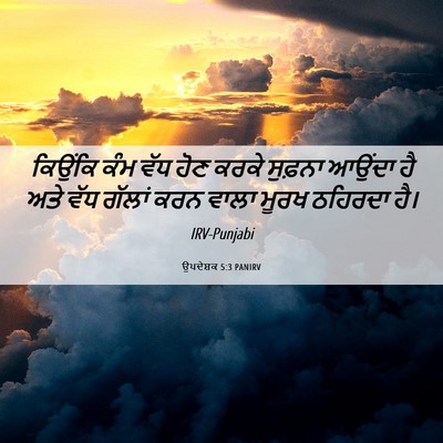 Picture 06 - ਉਪਦੇਸ਼ਕ 5:3 PANIRV - ਕਿਉਂਕਿ ਕੰਮ ਵੱਧ ਹੋਣ - Bible Verse Picture