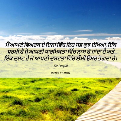 Picture 06 - ਉਪਦੇਸ਼ਕ 7:15 PANIRV - ਮੈਂ ਆਪਣੇ ਵਿਅਰਥ ਦੇ - Bible Verse Picture