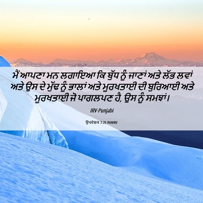 Picture 06 - ਉਪਦੇਸ਼ਕ 7:25 PANIRV - ਮੈਂ ਆਪਣਾ ਮਨ ਲਗਾਇਆ - Bible Verse Picture
