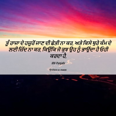 Picture 06 - ਉਪਦੇਸ਼ਕ 8:3 PANIRV - ਤੂੰ ਰਾਜਾ ਦੇ - Bible Verse Picture