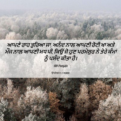 Picture 06 - ਉਪਦੇਸ਼ਕ 9:7 PANIRV - ਆਪਣੇ ਰਾਹ ਤੁਰਿਆ ਜਾ, - Bible Verse Picture