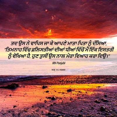 Picture 06 - ਕਜ਼ਾૃ 14:2 PANIRV - ਤਦ ਉਸ ਨੇ ਵਾਪਿਸ ਜਾ - Bible Verse Picture