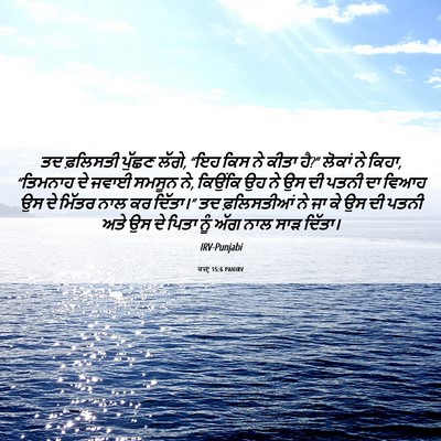 Picture 06 - ਕਜ਼ਾૃ 15:6 PANIRV - ਤਦ ਫ਼ਲਿਸਤੀ ਪੁੱਛਣ - Bible Verse Picture