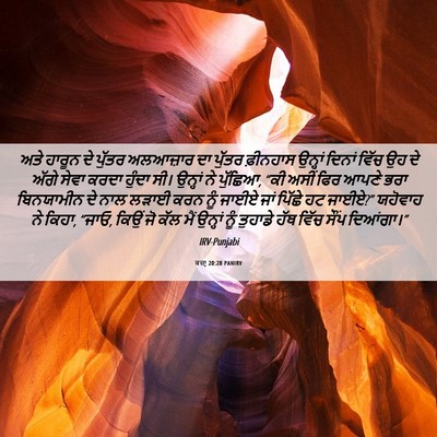 Picture 06 - ਕਜ਼ਾૃ 20:28 PANIRV - ਅਤੇ ਹਾਰੂਨ ਦੇ ਪੁੱਤਰ - Bible Verse Picture