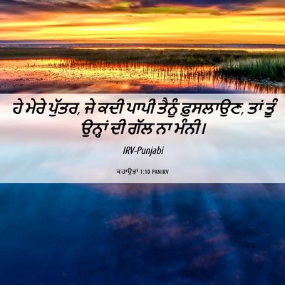 Picture 06 - ਕਹਾਉਤਾਂ 1:10 PANIRV - ਹੇ ਮੇਰੇ ਪੁੱਤਰ, ਜੇ - Bible Verse Picture