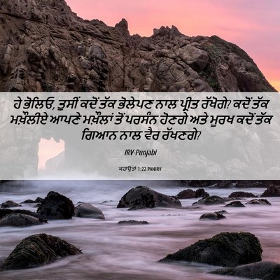 Picture 06 - ਕਹਾਉਤਾਂ 1:22 PANIRV - ਹੇ ਭੋਲਿਓ, ਤੁਸੀਂ - Bible Verse Picture