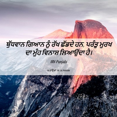 Picture 06 - ਕਹਾਉਤਾਂ 10:14 PANIRV - ਬੁੱਧਵਾਨ ਗਿਆਨ ਨੂੰ - Bible Verse Picture