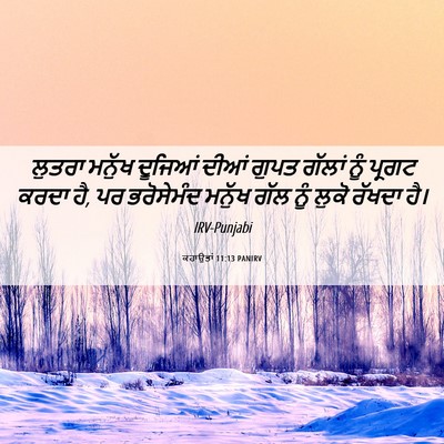 Picture 06 - ਕਹਾਉਤਾਂ 11:13 PANIRV - ਲੁਤਰਾ ਮਨੁੱਖ - Bible Verse Picture
