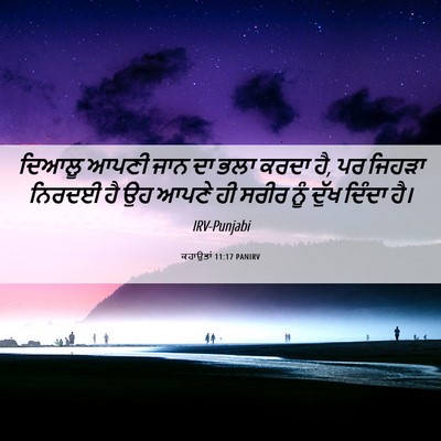 Picture 06 - ਕਹਾਉਤਾਂ 11:17 PANIRV - ਦਿਆਲੂ ਆਪਣੀ ਜਾਨ ਦਾ - Bible Verse Picture