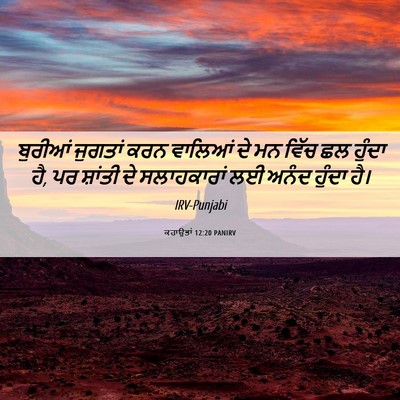 Picture 06 - ਕਹਾਉਤਾਂ 12:20 PANIRV - ਬੁਰੀਆਂ ਜੁਗਤਾਂ ਕਰਨ - Bible Verse Picture