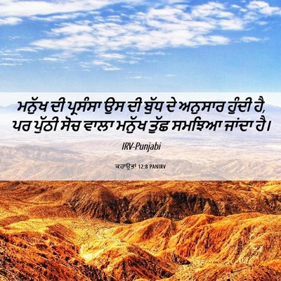 Picture 06 - ਕਹਾਉਤਾਂ 12:8 PANIRV - ਮਨੁੱਖ ਦੀ ਪ੍ਰਸੰਸਾ - Bible Verse Picture