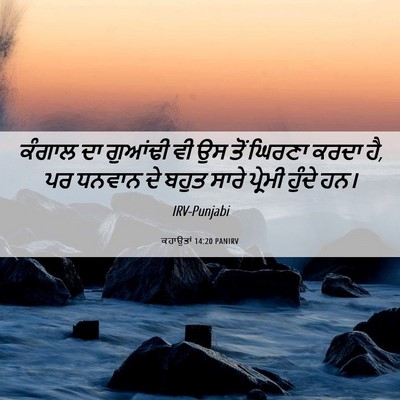 Picture 06 - ਕਹਾਉਤਾਂ 14:20 PANIRV - ਕੰਗਾਲ ਦਾ ਗੁਆਂਢੀ ਵੀ - Bible Verse Picture