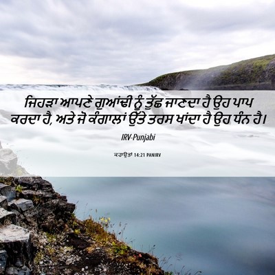 Picture 06 - ਕਹਾਉਤਾਂ 14:21 PANIRV - ਜਿਹੜਾ ਆਪਣੇ ਗੁਆਂਢੀ - Bible Verse Picture