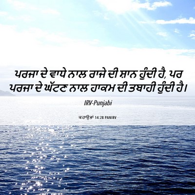 Picture 06 - ਕਹਾਉਤਾਂ 14:28 PANIRV - ਪਰਜਾ ਦੇ ਵਾਧੇ ਨਾਲ - Bible Verse Picture