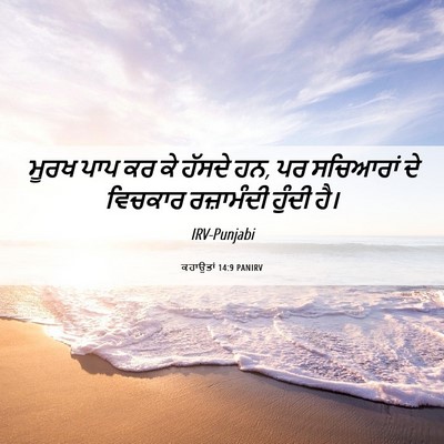 Picture 06 - ਕਹਾਉਤਾਂ 14:9 PANIRV - ਮੂਰਖ ਪਾਪ ਕਰ ਕੇ - Bible Verse Picture