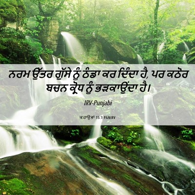 Picture 06 - ਕਹਾਉਤਾਂ 15:1 PANIRV - ਨਰਮ ਉੱਤਰ ਗੁੱਸੇ ਨੂੰ - Bible Verse Picture