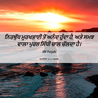 Picture 06 - ਕਹਾਉਤਾਂ 15:21 PANIRV - ਨਿਰਬੁੱਧ ਮੂਰਖਤਾਈ - Bible Verse Picture