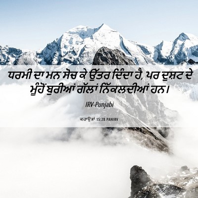Picture 06 - ਕਹਾਉਤਾਂ 15:28 PANIRV - ਧਰਮੀ ਦਾ ਮਨ ਸੋਚ ਕੇ - Bible Verse Picture
