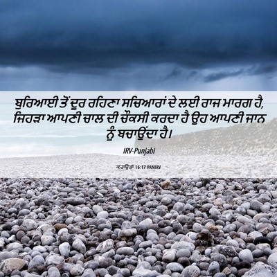 Picture 06 - ਕਹਾਉਤਾਂ 16:17 PANIRV - ਬੁਰਿਆਈ ਤੋਂ ਦੂਰ - Bible Verse Picture