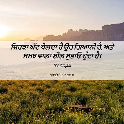 Picture 06 - ਕਹਾਉਤਾਂ 17:27 PANIRV - ਜਿਹੜਾ ਘੱਟ ਬੋਲਦਾ ਹੈ - Bible Verse Picture