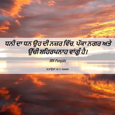 Picture 06 - ਕਹਾਉਤਾਂ 18:11 PANIRV - ਧਨੀ ਦਾ ਧਨ ਉਹ ਦੀ - Bible Verse Picture