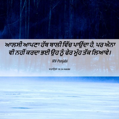Picture 06 - ਕਹਾਉਤਾਂ 19:24 PANIRV - ਆਲਸੀ ਆਪਣਾ ਹੱਥ ਥਾਲੀ - Bible Verse Picture