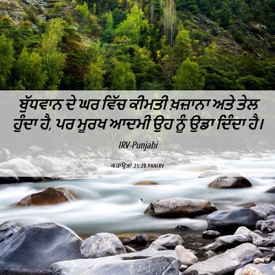 Picture 06 - ਕਹਾਉਤਾਂ 21:20 PANIRV - ਬੁੱਧਵਾਨ ਦੇ ਘਰ ਵਿੱਚ - Bible Verse Picture