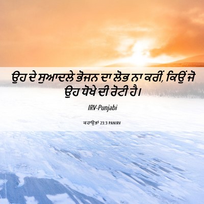Picture 06 - ਕਹਾਉਤਾਂ 23:3 PANIRV - ਉਹ ਦੇ ਸੁਆਦਲੇ ਭੋਜਨ - Bible Verse Picture