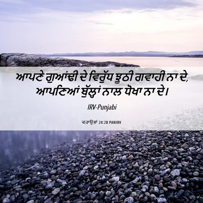Picture 06 - ਕਹਾਉਤਾਂ 24:28 PANIRV - ਆਪਣੇ ਗੁਆਂਢੀ ਦੇ - Bible Verse Picture