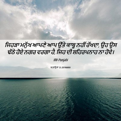Picture 06 - ਕਹਾਉਤਾਂ 25:28 PANIRV - ਜਿਹੜਾ ਮਨੁੱਖ ਆਪਣੇ - Bible Verse Picture