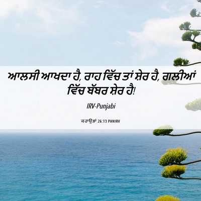 Picture 06 - ਕਹਾਉਤਾਂ 26:13 PANIRV - ਆਲਸੀ ਆਖਦਾ ਹੈ, ਰਾਹ - Bible Verse Picture