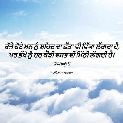 Picture 06 - ਕਹਾਉਤਾਂ 27:7 PANIRV - ਰੱਜੇ ਹੋਏ ਮਨ ਨੂੰ - Bible Verse Picture