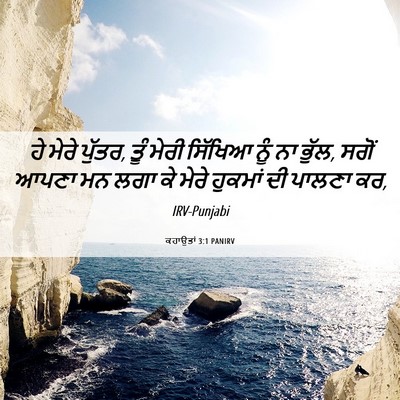 Picture 06 - ਕਹਾਉਤਾਂ 3:1 PANIRV - ਹੇ ਮੇਰੇ ਪੁੱਤਰ, ਤੂੰ - Bible Verse Picture
