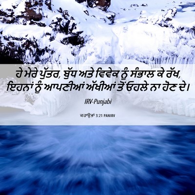 Picture 06 - ਕਹਾਉਤਾਂ 3:21 PANIRV - ਹੇ ਮੇਰੇ ਪੁੱਤਰ, ਬੁੱਧ - Bible Verse Picture