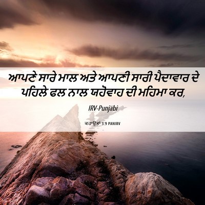 Picture 06 - ਕਹਾਉਤਾਂ 3:9 PANIRV - ਆਪਣੇ ਸਾਰੇ ਮਾਲ ਅਤੇ - Bible Verse Picture
