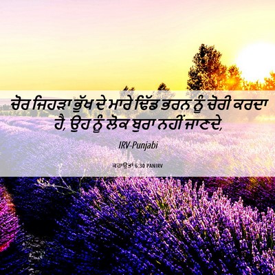 Picture 06 - ਕਹਾਉਤਾਂ 6:30 PANIRV - ਚੋਰ ਜਿਹੜਾ ਭੁੱਖ ਦੇ - Bible Verse Picture