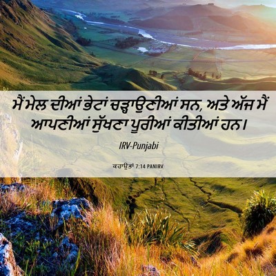 Picture 06 - ਕਹਾਉਤਾਂ 7:14 PANIRV - ਮੈਂ ਮੇਲ ਦੀਆਂ ਭੇਟਾਂ - Bible Verse Picture