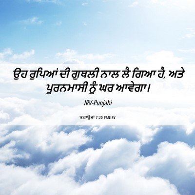 Picture 06 - ਕਹਾਉਤਾਂ 7:20 PANIRV - ਉਹ ਰੁਪਿਆਂ ਦੀ ਗੁਥਲੀ - Bible Verse Picture