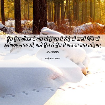 Picture 06 - ਕਹਾਉਤਾਂ 7:8 PANIRV - ਉਹ ਉਸ ਔਰਤ ਦੇ ਘਰ ਦੀ - Bible Verse Picture