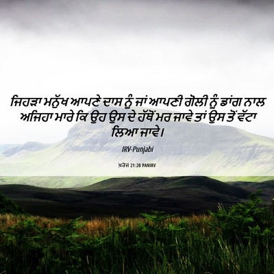 Picture 06 - ਖ਼ਰੋਜ 21:20 PANIRV - ਜਿਹੜਾ ਮਨੁੱਖ ਆਪਣੇ - Bible Verse Picture