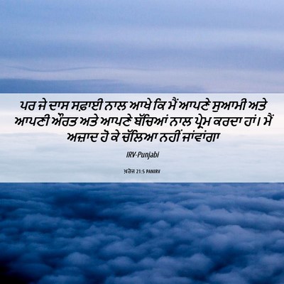 Picture 06 - ਖ਼ਰੋਜ 21:5 PANIRV - ਪਰ ਜੇ ਦਾਸ ਸਫ਼ਾਈ ਨਾਲ - Bible Verse Picture