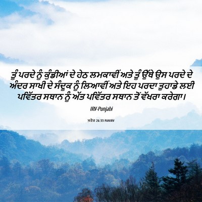 Picture 06 - ਖ਼ਰੋਜ 26:33 PANIRV - ਤੂੰ ਪਰਦੇ ਨੂੰ - Bible Verse Picture