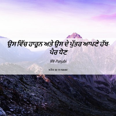 Picture 06 - ਖ਼ਰੋਜ 30:19 PANIRV - ਉਸ ਵਿੱਚ ਹਾਰੂਨ ਅਤੇ - Bible Verse Picture