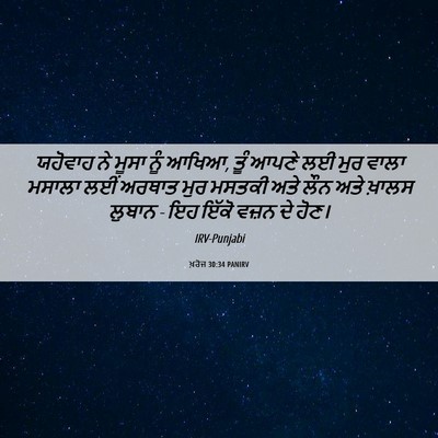 Picture 06 - ਖ਼ਰੋਜ 30:34 PANIRV - ਯਹੋਵਾਹ ਨੇ ਮੂਸਾ ਨੂੰ - Bible Verse Picture