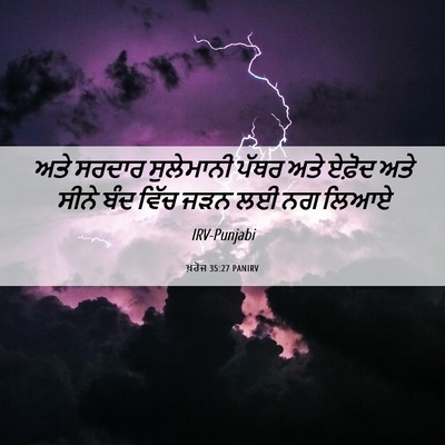 Picture 06 - ਖ਼ਰੋਜ 35:27 PANIRV - ਅਤੇ ਸਰਦਾਰ - Bible Verse Picture