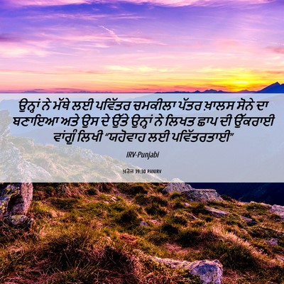 Picture 06 - ਖ਼ਰੋਜ 39:30 PANIRV - ਉਨ੍ਹਾਂ ਨੇ ਮੱਥੇ ਲਈ - Bible Verse Picture