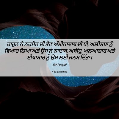 Picture 06 - ਖ਼ਰੋਜ 6:23 PANIRV - ਹਾਰੂਨ ਨੇ ਨਹਸ਼ੋਨ ਦੀ - Bible Verse Picture